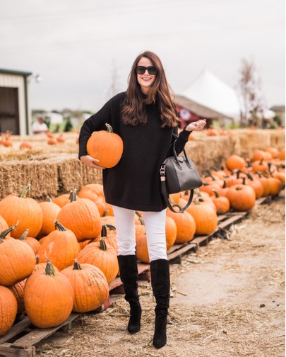 the miller affect at pumpkin patch in rockwall - black and white fall outfit