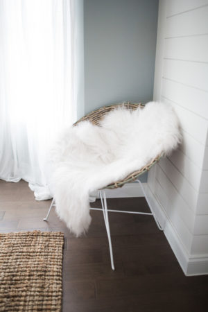 the miller affect shearling rug and papasam chair