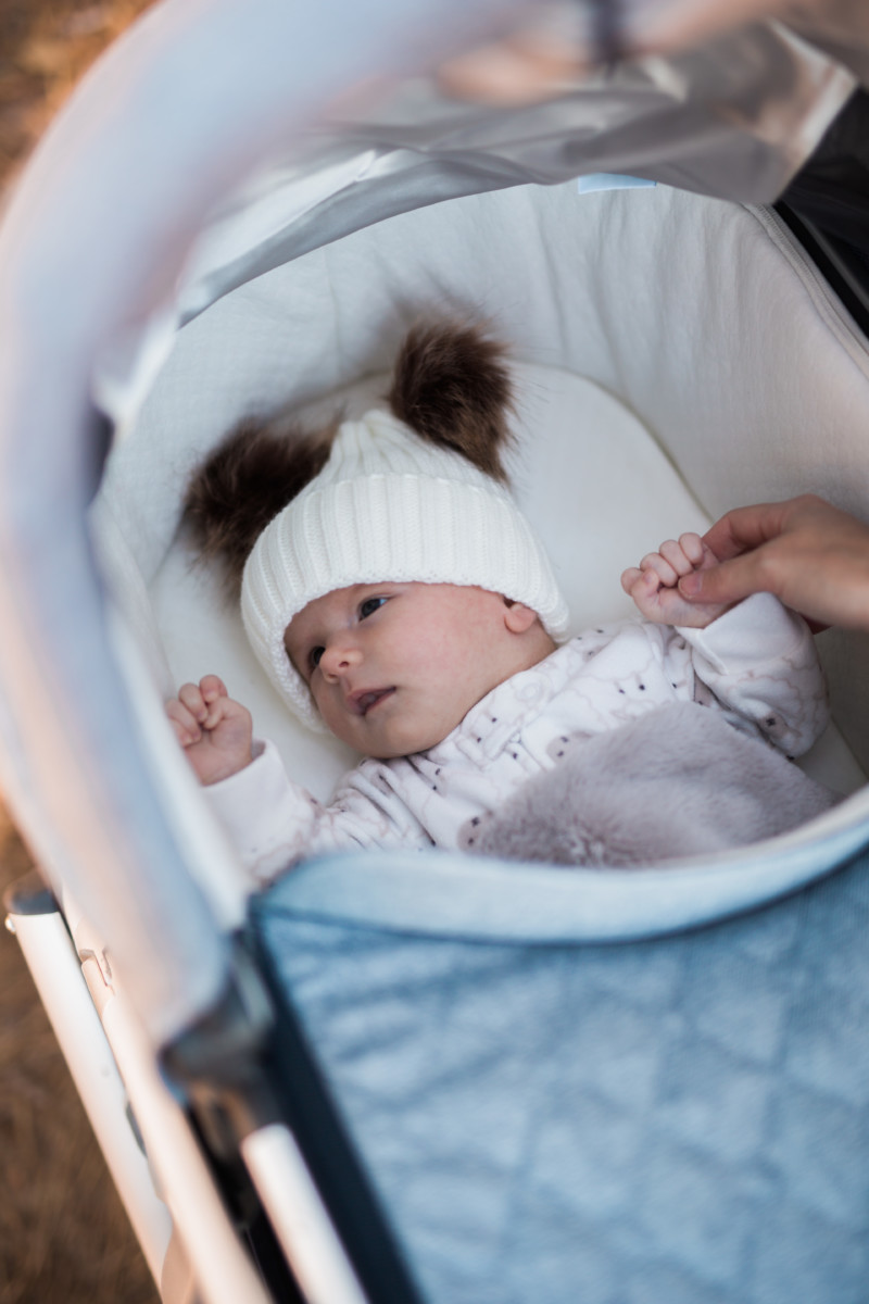 the miller affect's daughter miller in the uppababy bassinet