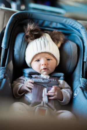 the miller affect's daughter Miller in the uppababy mesa car seat