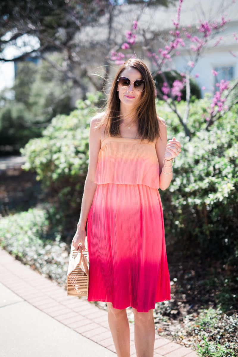 the miller affect wearing spring pink midi dress 