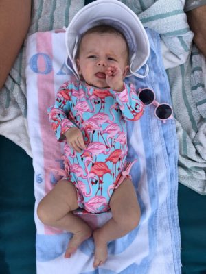 the miller affect talking about taking her three month old to the beach