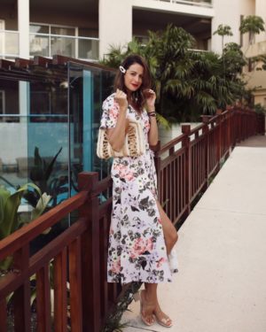 themilleraffect.com wearing a floral maxi on vacation