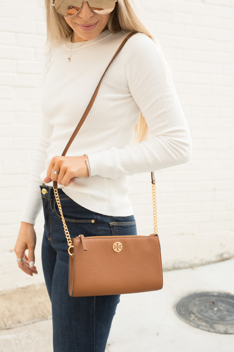 The Miller Affect wearing a Tory Burch crossbody from the Nordstrom Anniversary Sale