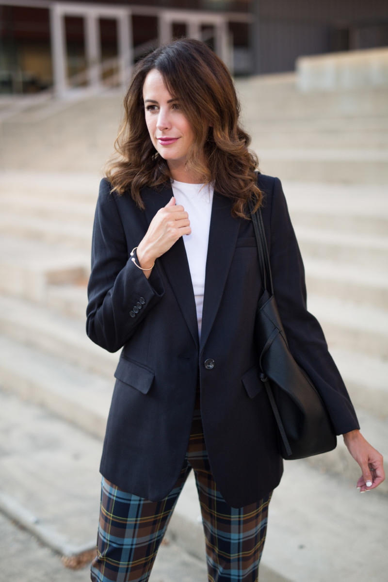 the miller affect sharing a black blazer from marks and spencer