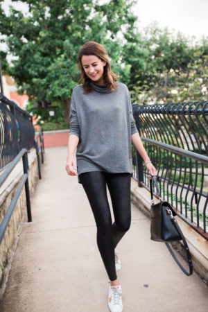 the miller affect wearing faux leather spanx leggings