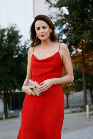red satin dress from intermix on themilleraffect.com
