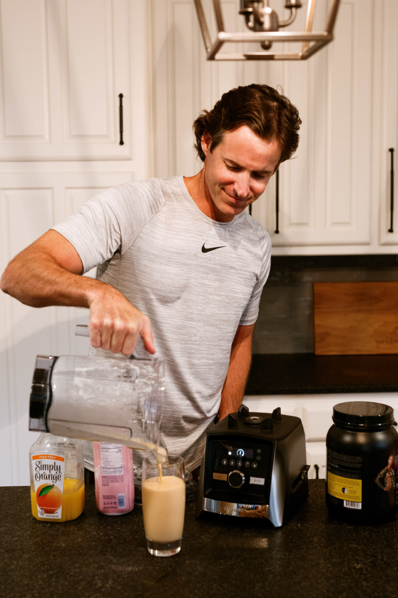making protein smoothies with our vitamix- the #1 item to register for