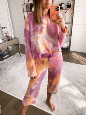 the miller affect wearing tie dye set from Nordstrom