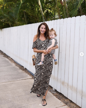 The Miller Affect wearing a cheetah print maxi dress from Amazon.