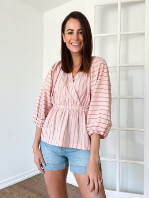 love this puff sleeve wrap top from free assembly at walmart