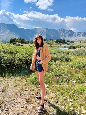 the miller affect wearing a free people tunic for hiking